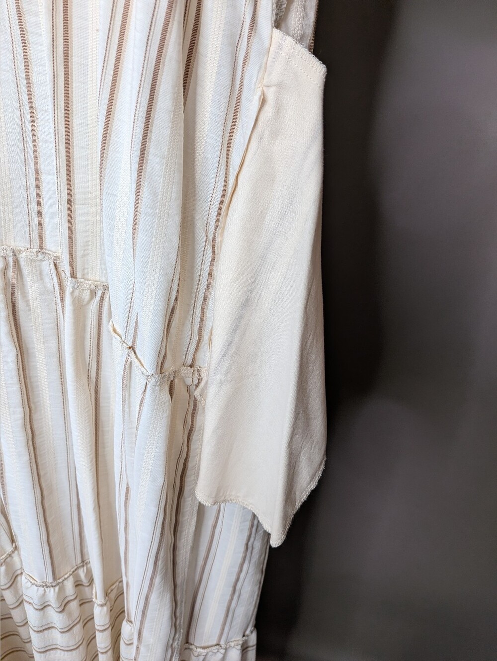 Zara Striped Tiered Maxi Dress in Cream and Tan - Picture 8 of 8